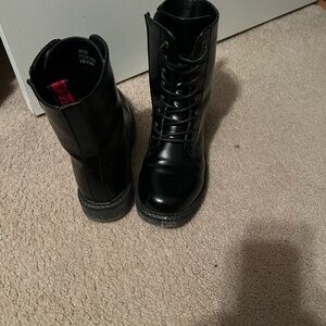 Black Lace-Up Combat Boots